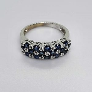 Buy White Gold Blue Sapphire and Diamond Pincushion Ring at Grace Diamonds By Grainne Seoige