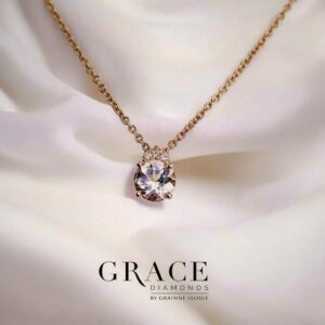Round Morganite and Diamond pendant