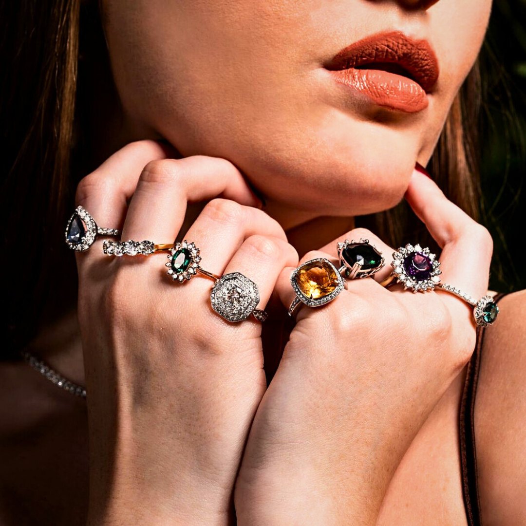 classic diamond and gemstone rings