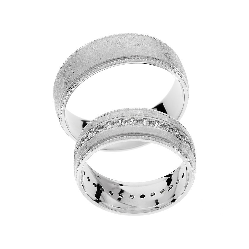 White Gold Matching Bands with Diamonds: Timeless Elegance
