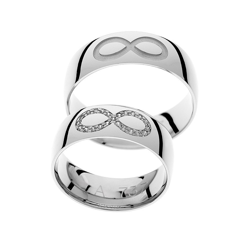 Matching Bands with Eternity Sign and Diamonds: Symbol of Eternal Love and Sparkle