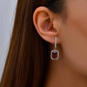 18kt White Gold Drop 'Half & Half' Earrings