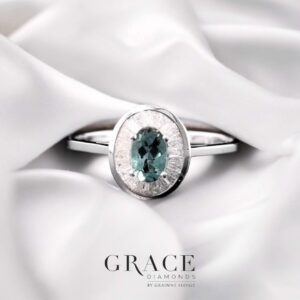 Timeless Elegance: 18kt White Gold Yellow Sapphire & Diamond Baguette Halo Ring